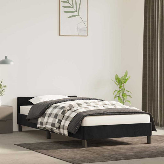 Bed frame with headboard without mattress Black 90x200 cm Velvet