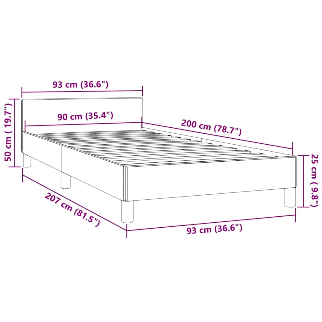 Bettgestell ohne Matratze Dunkelblau 90x200 cm Samt