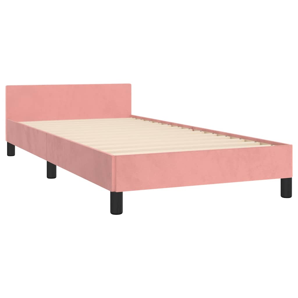 Bed frame with headboard without mattress pink 90x200 cm velvet