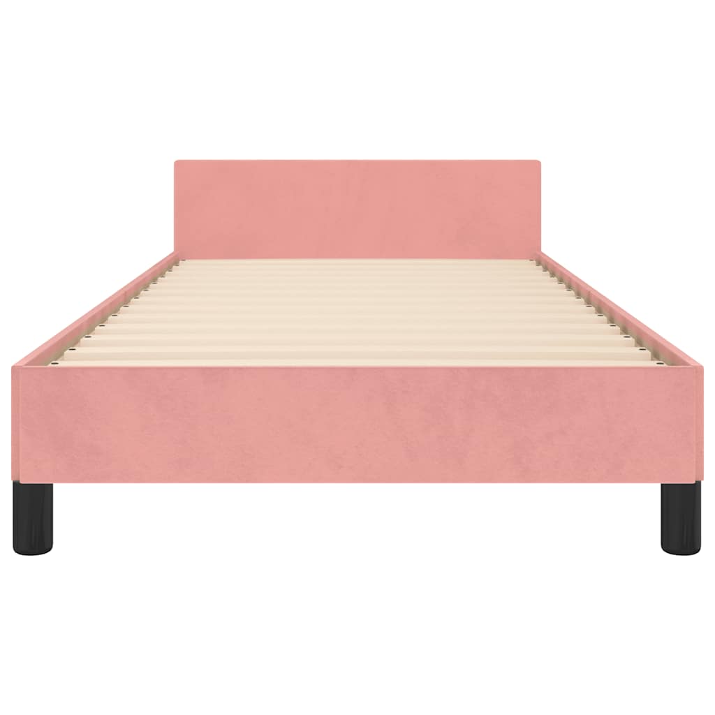Bed frame with headboard without mattress pink 90x200 cm velvet