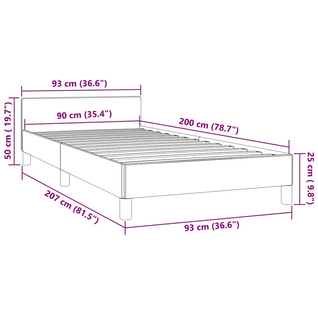 Bed frame with headboard without mattress pink 90x200 cm velvet