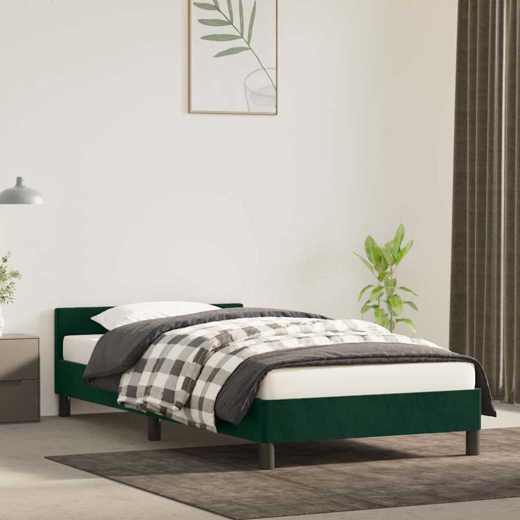 Bettgestell ohne Matratze Dunkelgrün 100x200 cm Samt