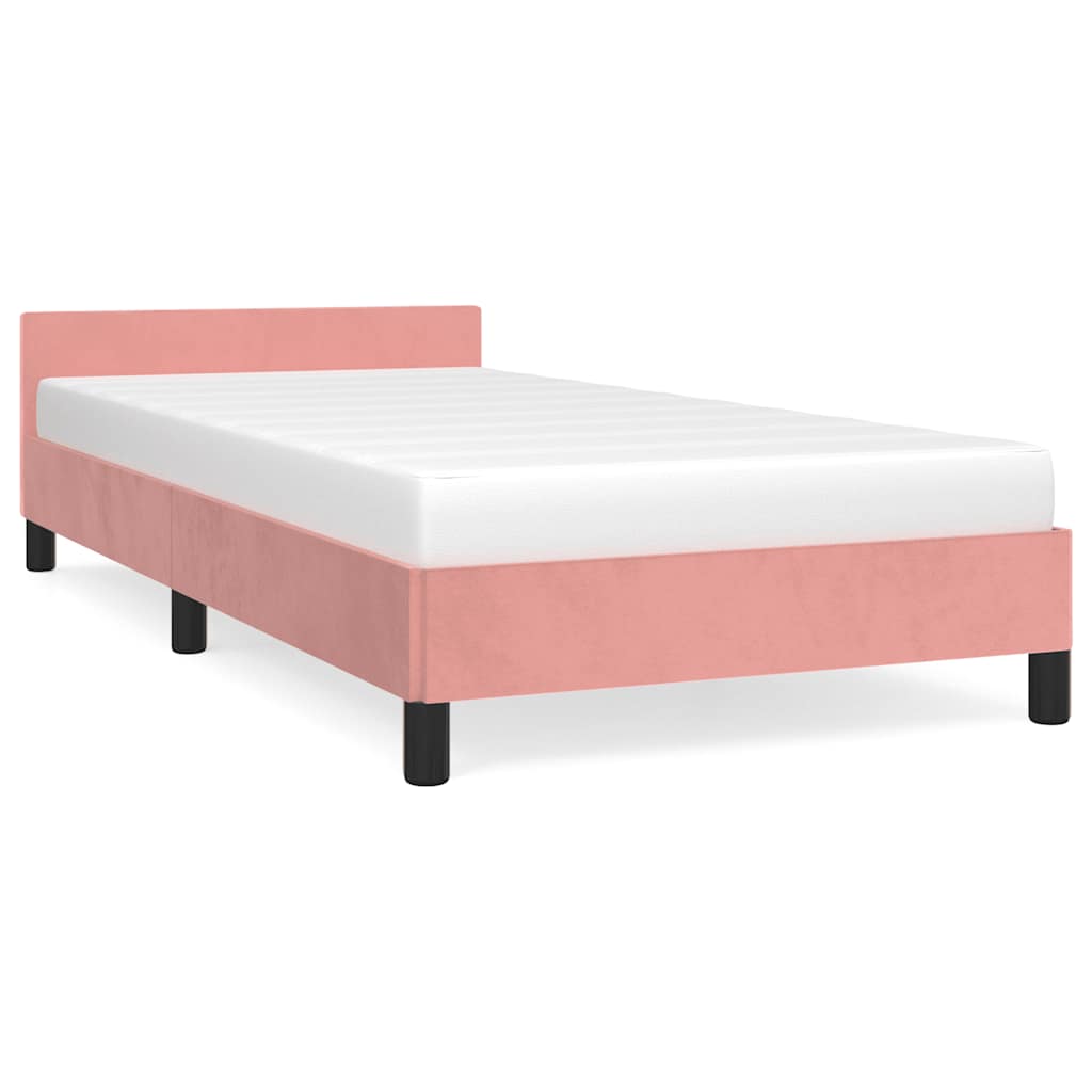Bed frame with headboard without mattress pink 100x200 cm velvet