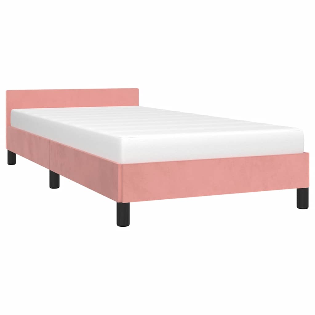 Bed frame with headboard without mattress pink 100x200 cm velvet