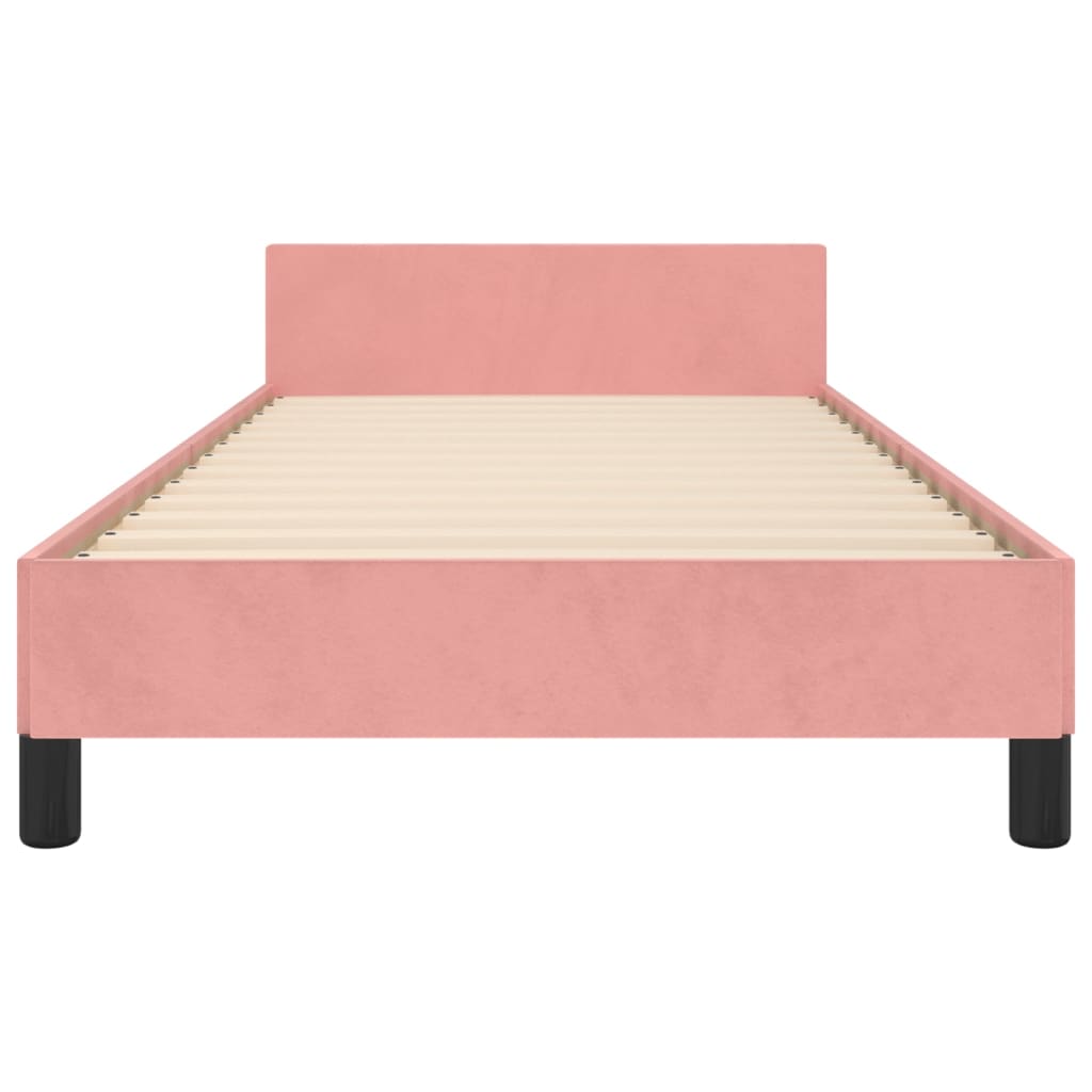 Bed frame with headboard without mattress pink 100x200 cm velvet