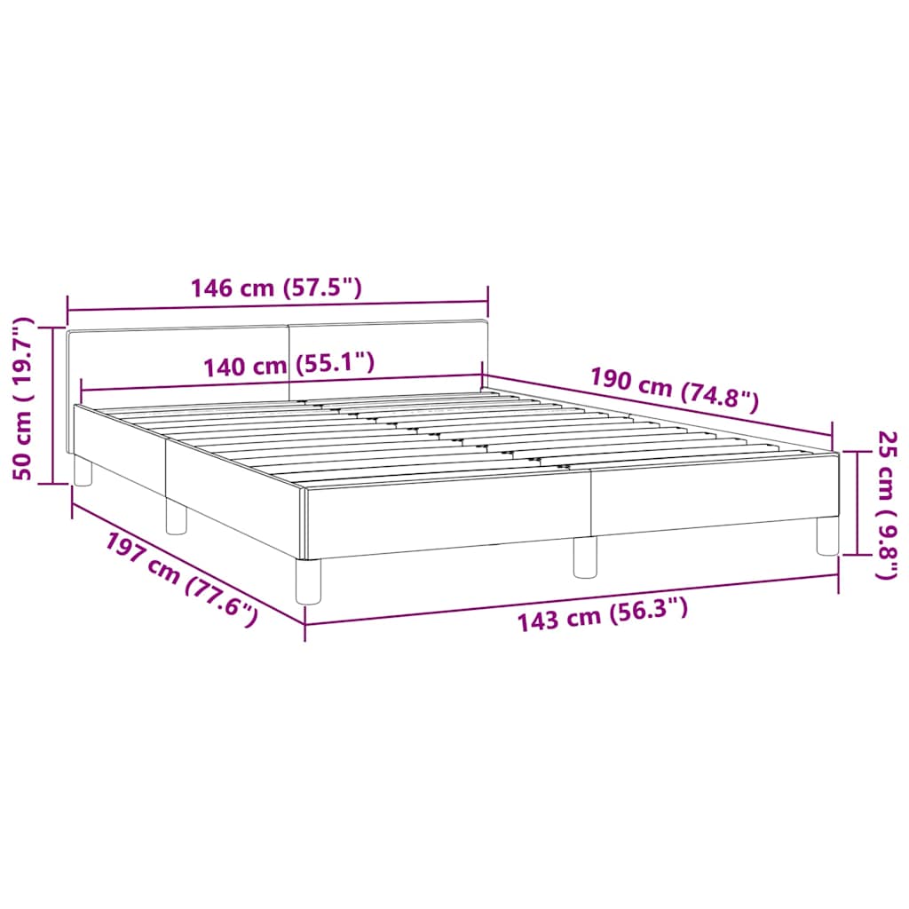 Bettgestell ohne Matratze Dunkelblau 140x190 cm Samt