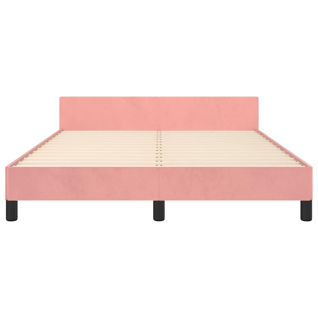 Bettgestell mit Kopfteil ohne Matratze Rosa 140x190 cm Samt