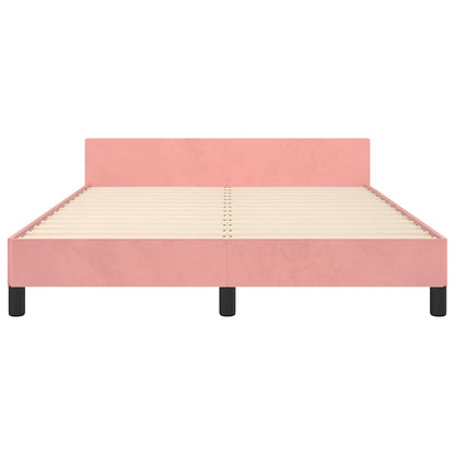 Bettgestell mit Kopfteil ohne Matratze Rosa 140x190 cm Samt