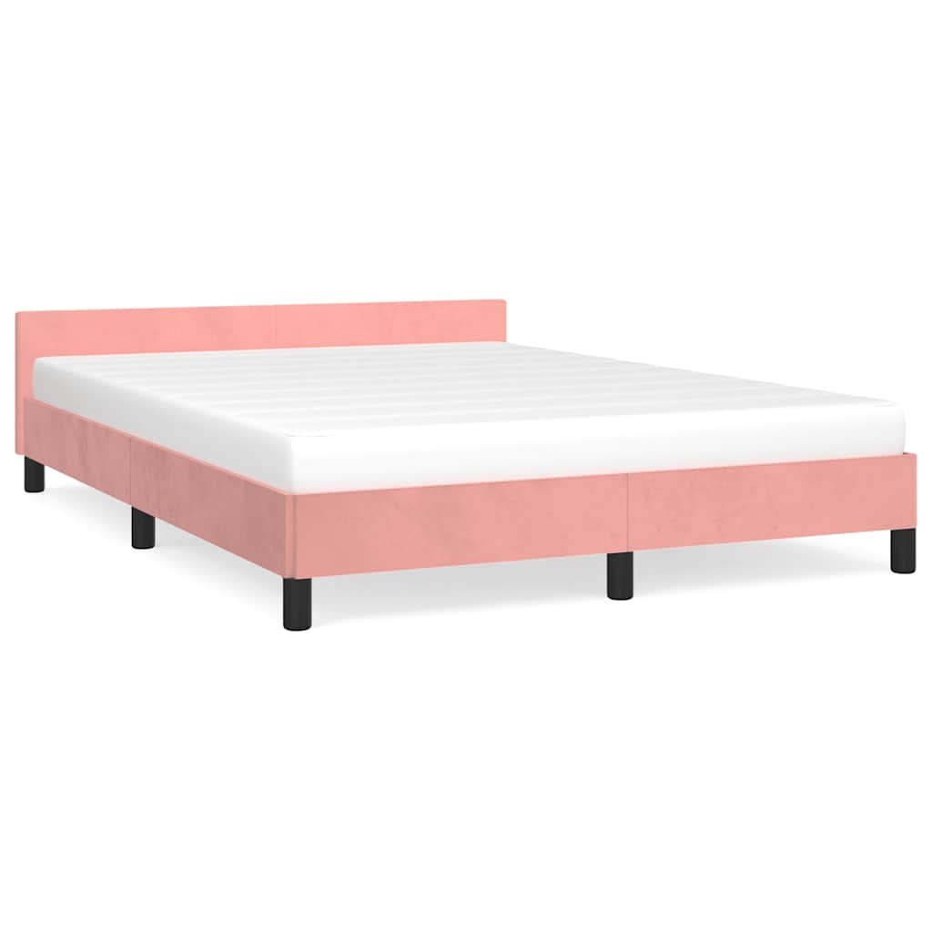 Bed frame with headboard without mattress pink 140x200 cm velvet