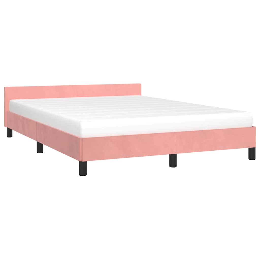 Bed frame with headboard without mattress pink 140x200 cm velvet