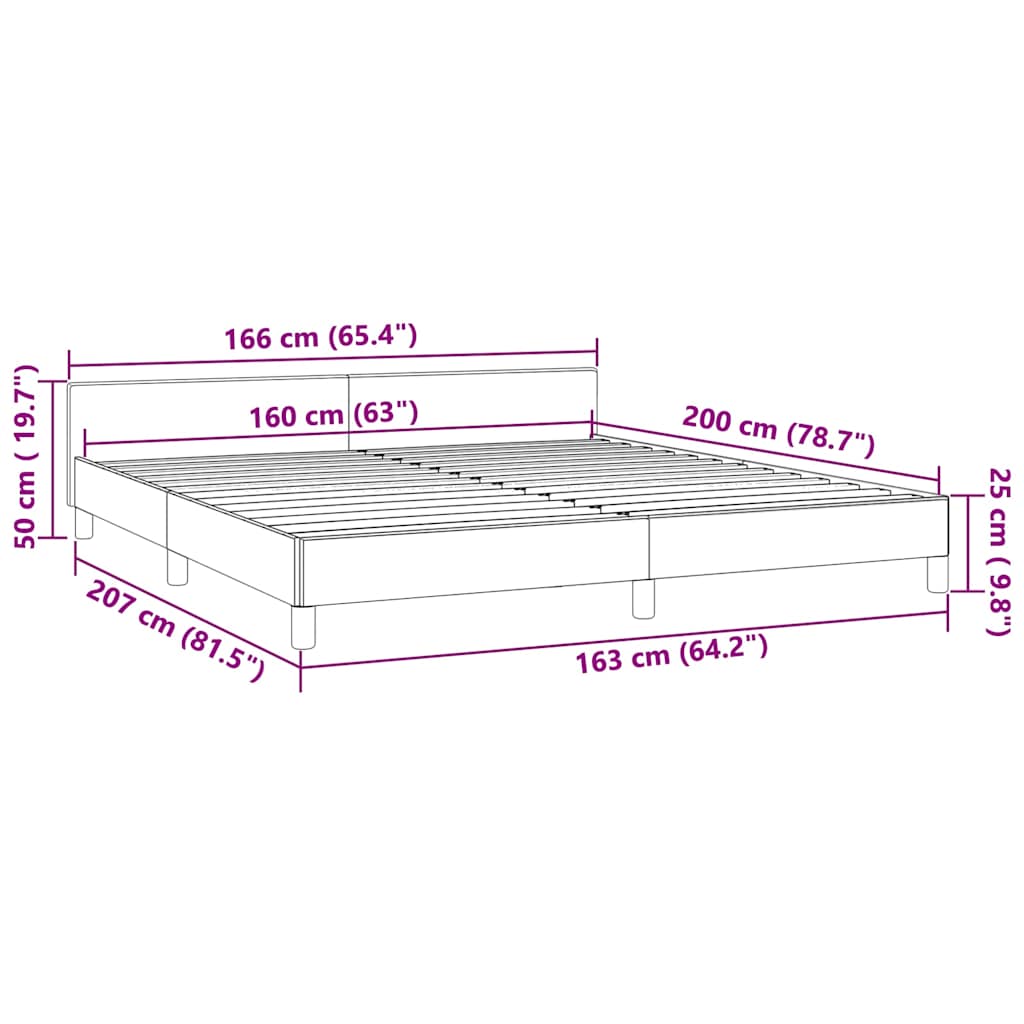 Bettgestell ohne Matratze Dunkelgrau 160x200 cm Samt