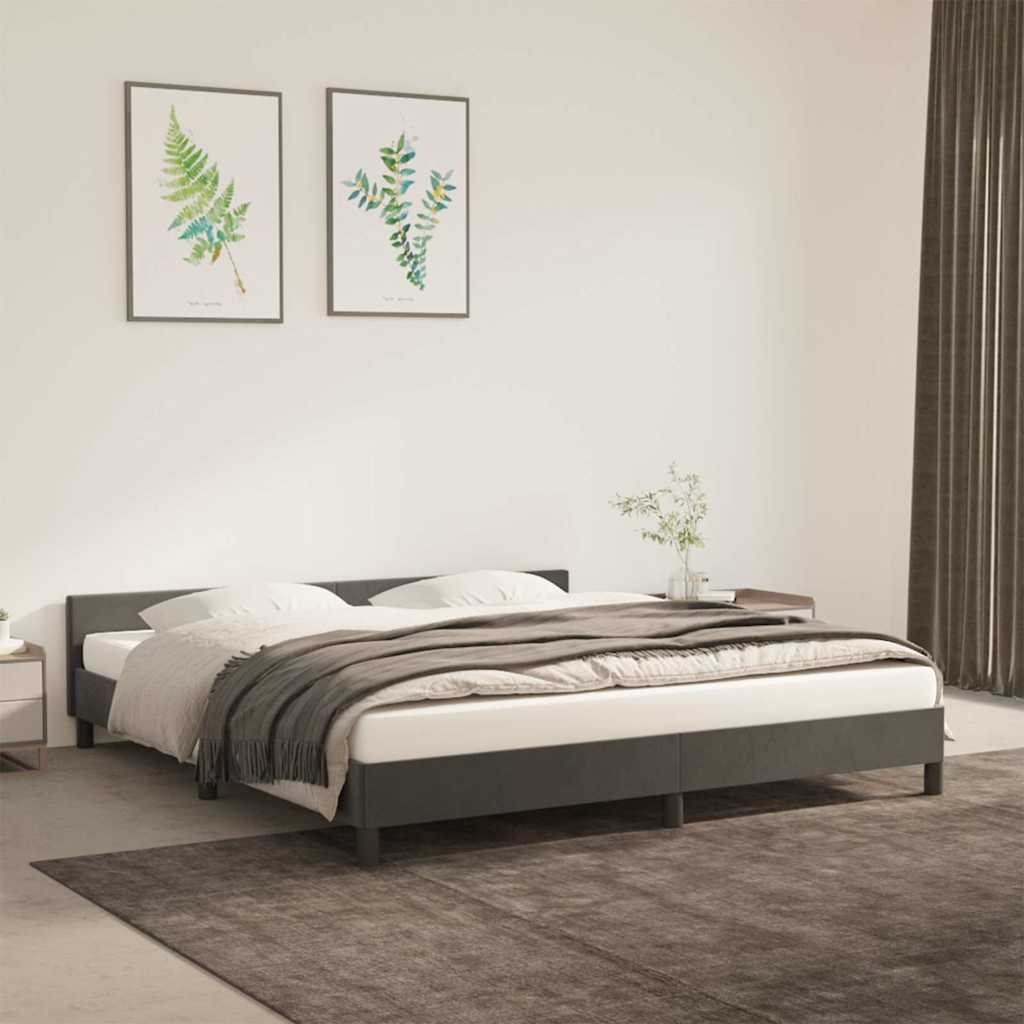Bettgestell ohne Matratze Dunkelgrau 160x200 cm Samt