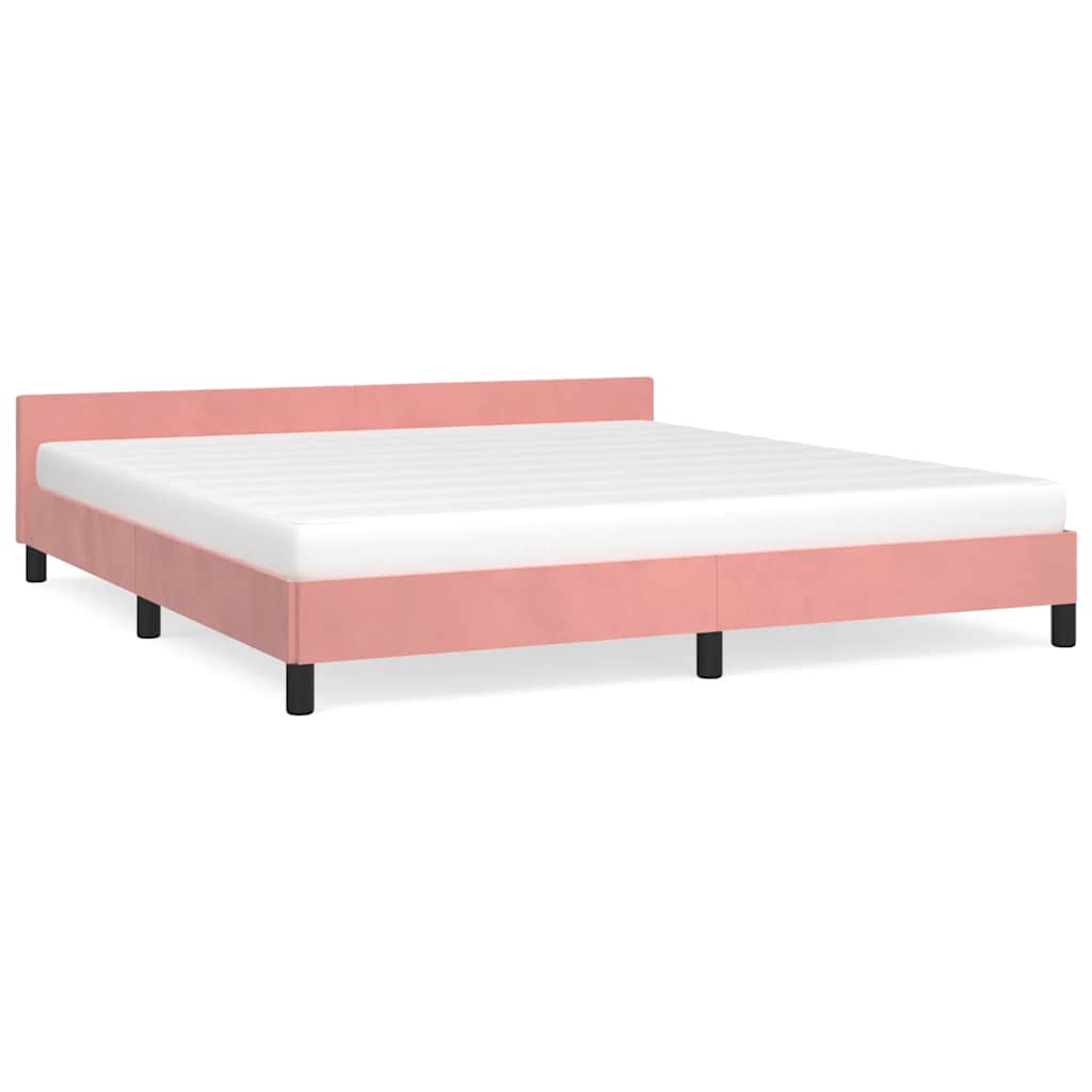 Bed frame with headboard without mattress pink 160x200 cm velvet