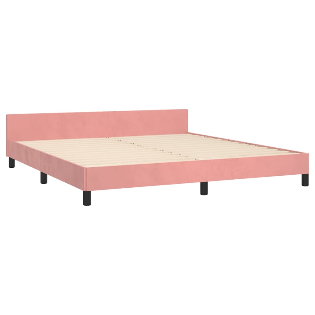 Bed frame with headboard without mattress pink 160x200 cm velvet