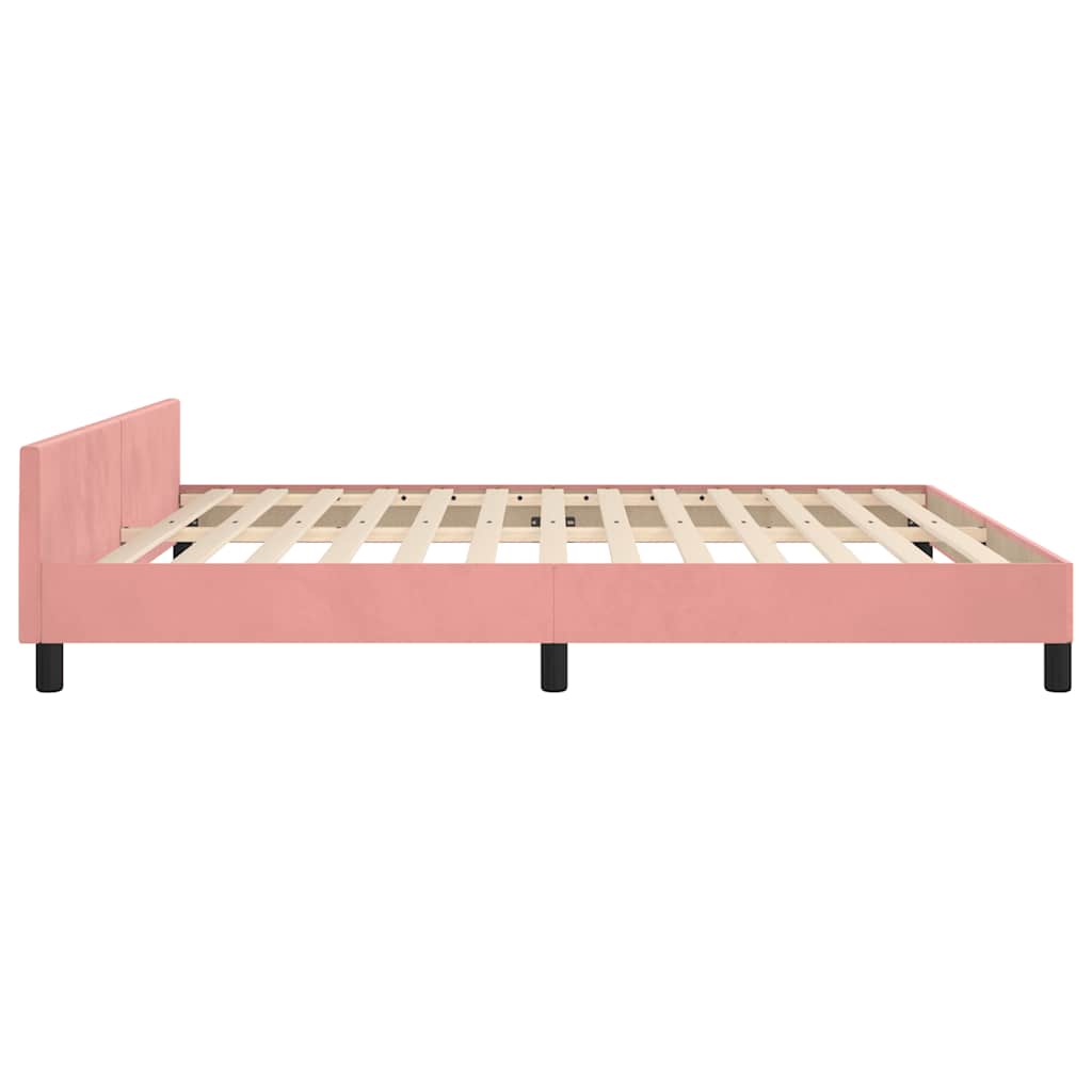Bed frame with headboard without mattress pink 160x200 cm velvet