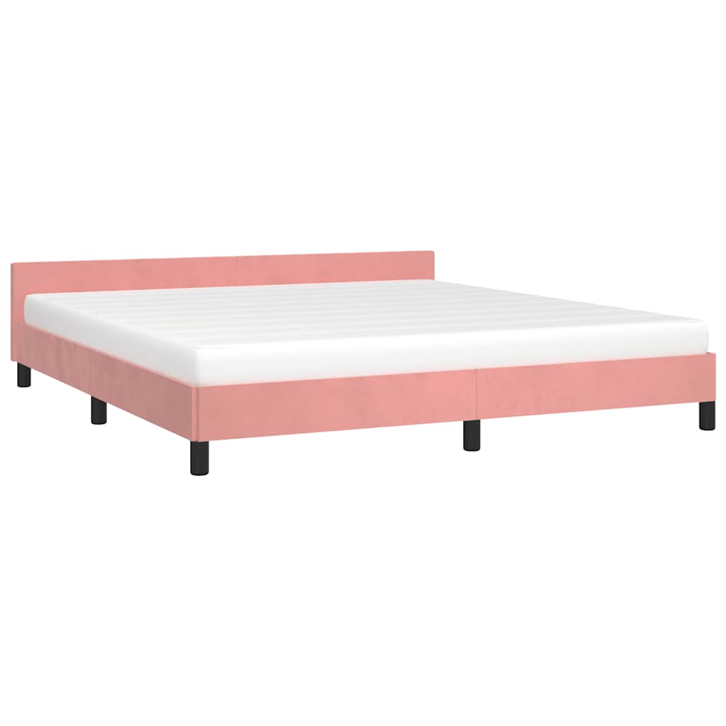 Bed frame with headboard without mattress pink 180x200 cm velvet