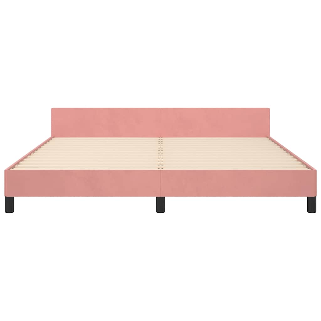 Bed frame with headboard without mattress pink 180x200 cm velvet