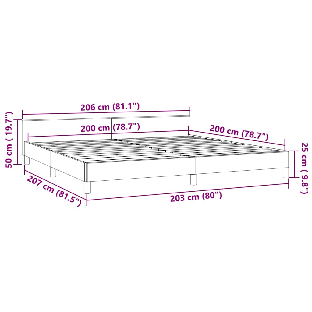 Bettgestell ohne Matratze Dunkelgrau 200x200 cm Samt