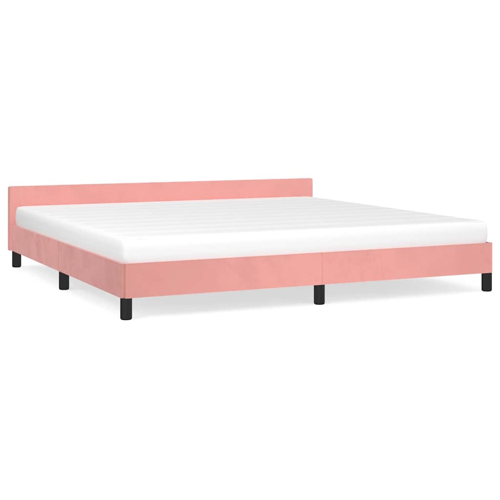 Bed frame with headboard without mattress pink 200x200 cm velvet