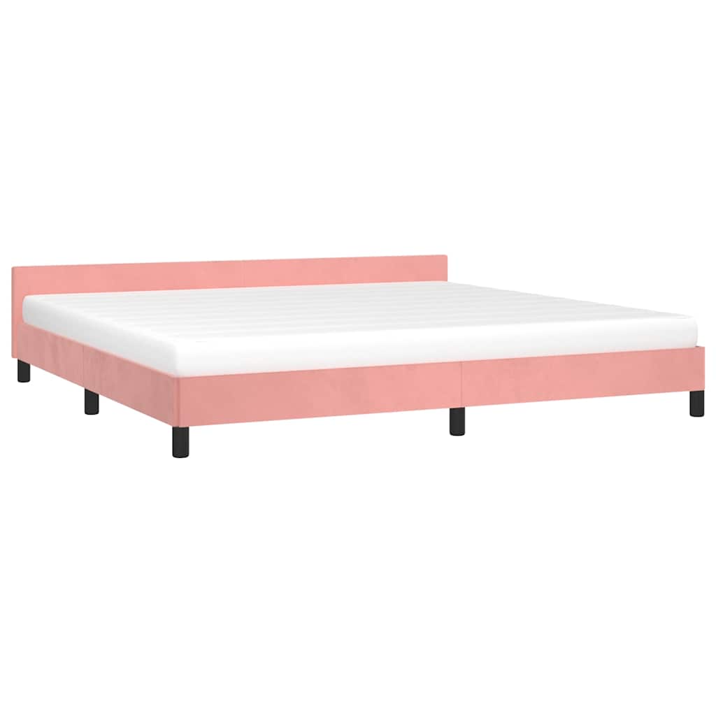 Bed frame with headboard without mattress pink 200x200 cm velvet