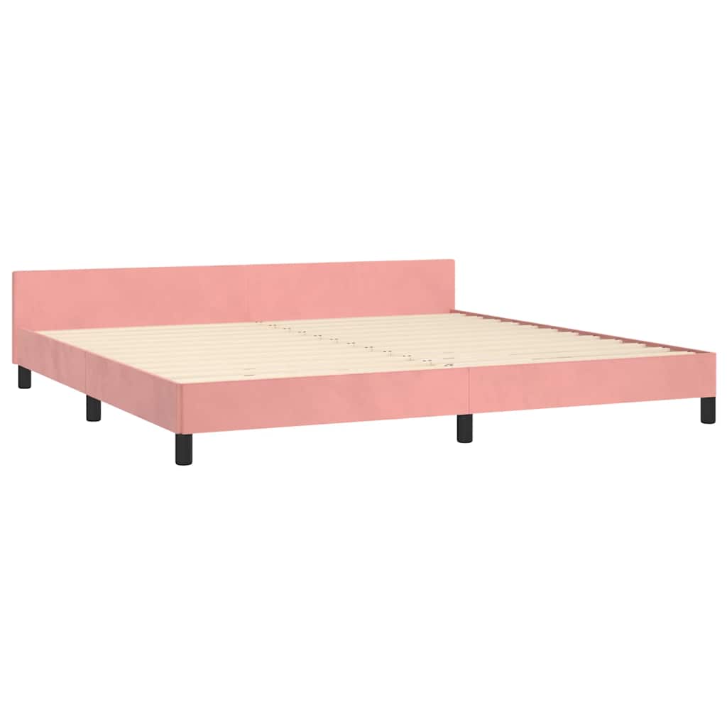 Bed frame with headboard without mattress pink 200x200 cm velvet