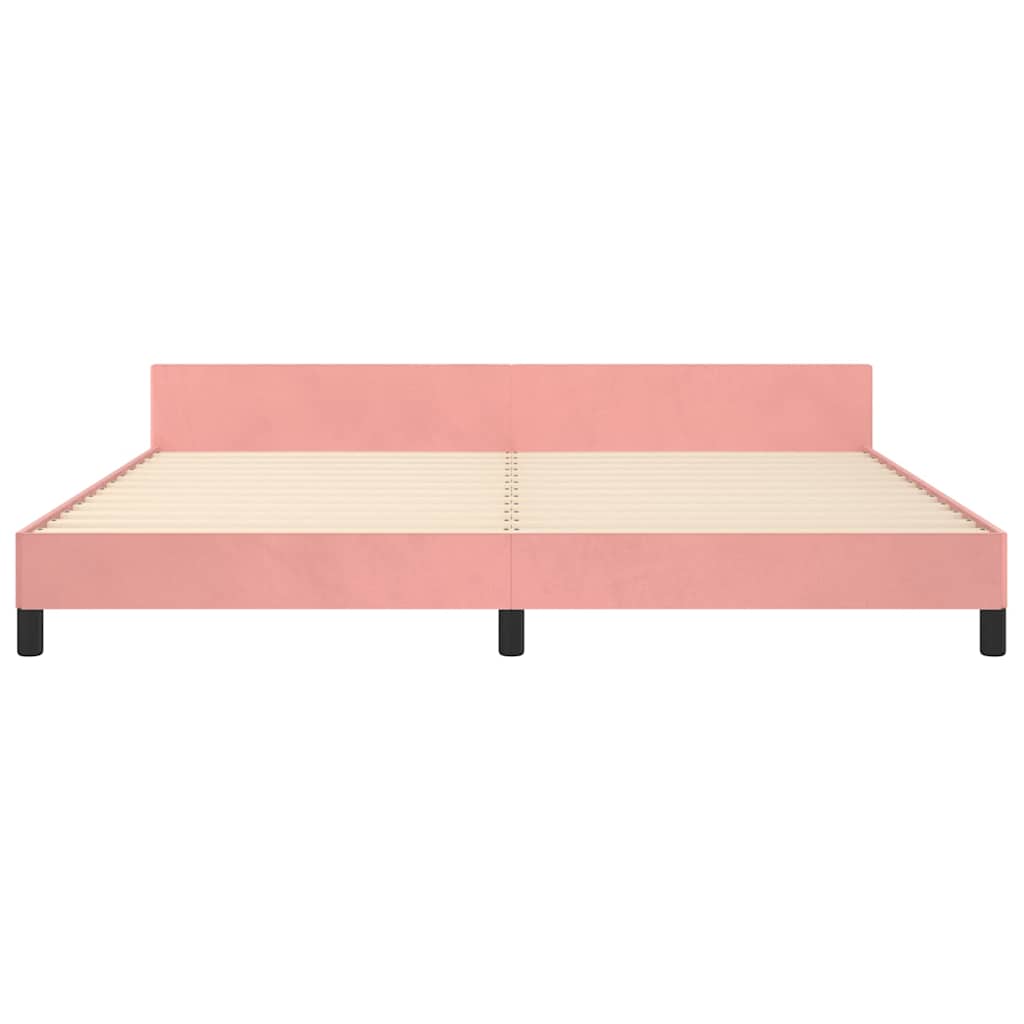 Bed frame with headboard without mattress pink 200x200 cm velvet