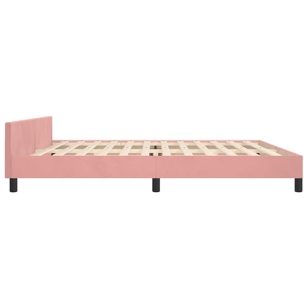 Bed frame with headboard without mattress pink 200x200 cm velvet