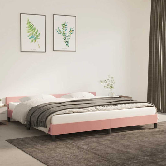 Bed frame with headboard without mattress pink 200x200 cm velvet