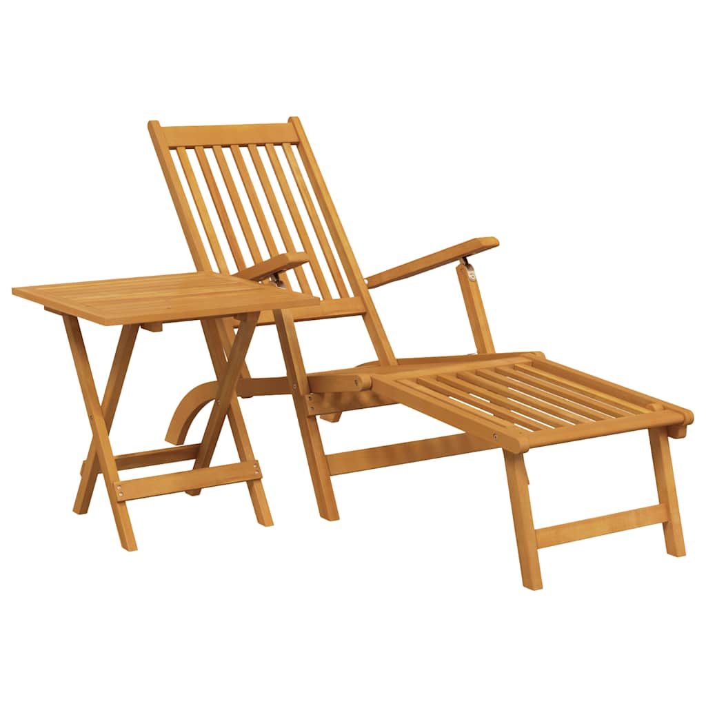 Gartenliege mit Fußteil und Tisch Massivholz Akazie