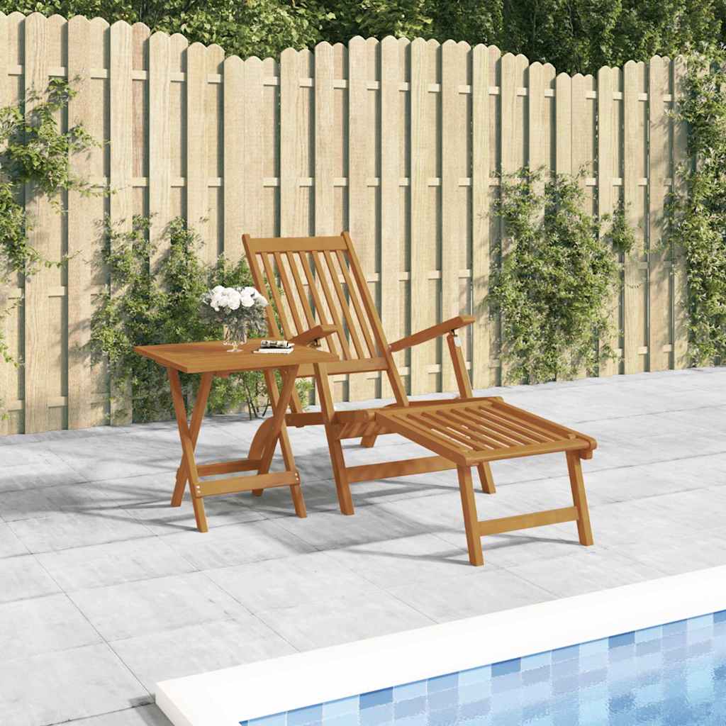 Gartenliege mit Fußteil und Tisch Massivholz Akazie