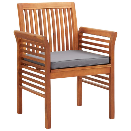 Garden dining chairs with cushions, 4 pieces, solid acacia wood