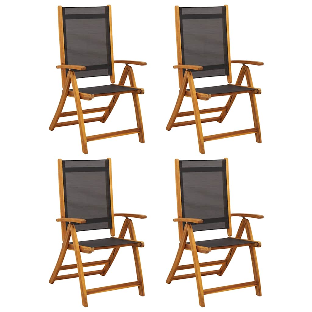 Klappstühle, 4 Stück, Massivholz Akazie und Textilene