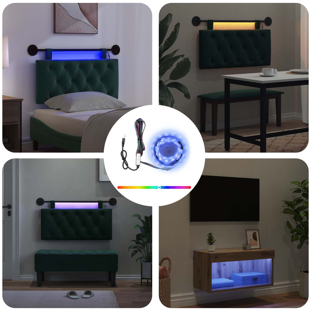 LED Streifen mit LED-Lichtleisten Schwarz 180 cm SMD5050
