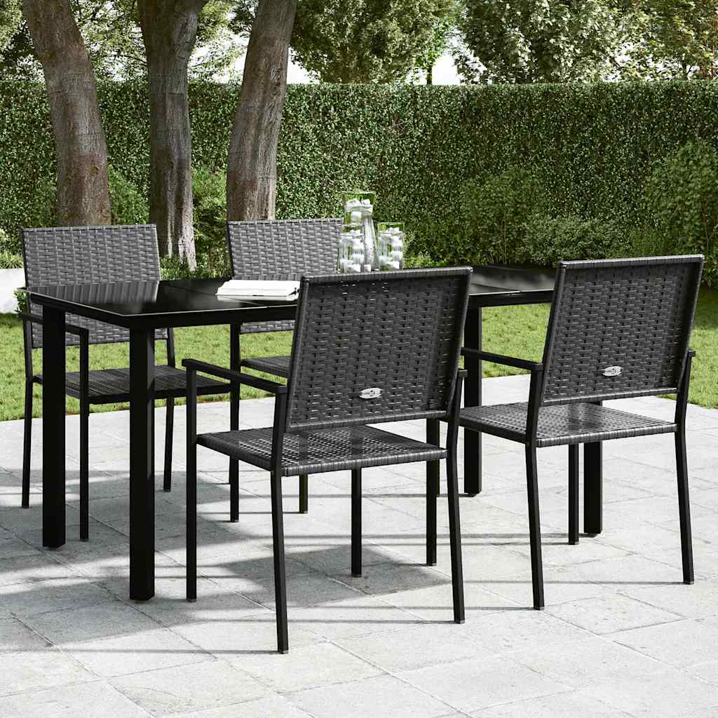 Garten-Esstisch Schwarz 160x80x74 cm Stahl und Hartglas