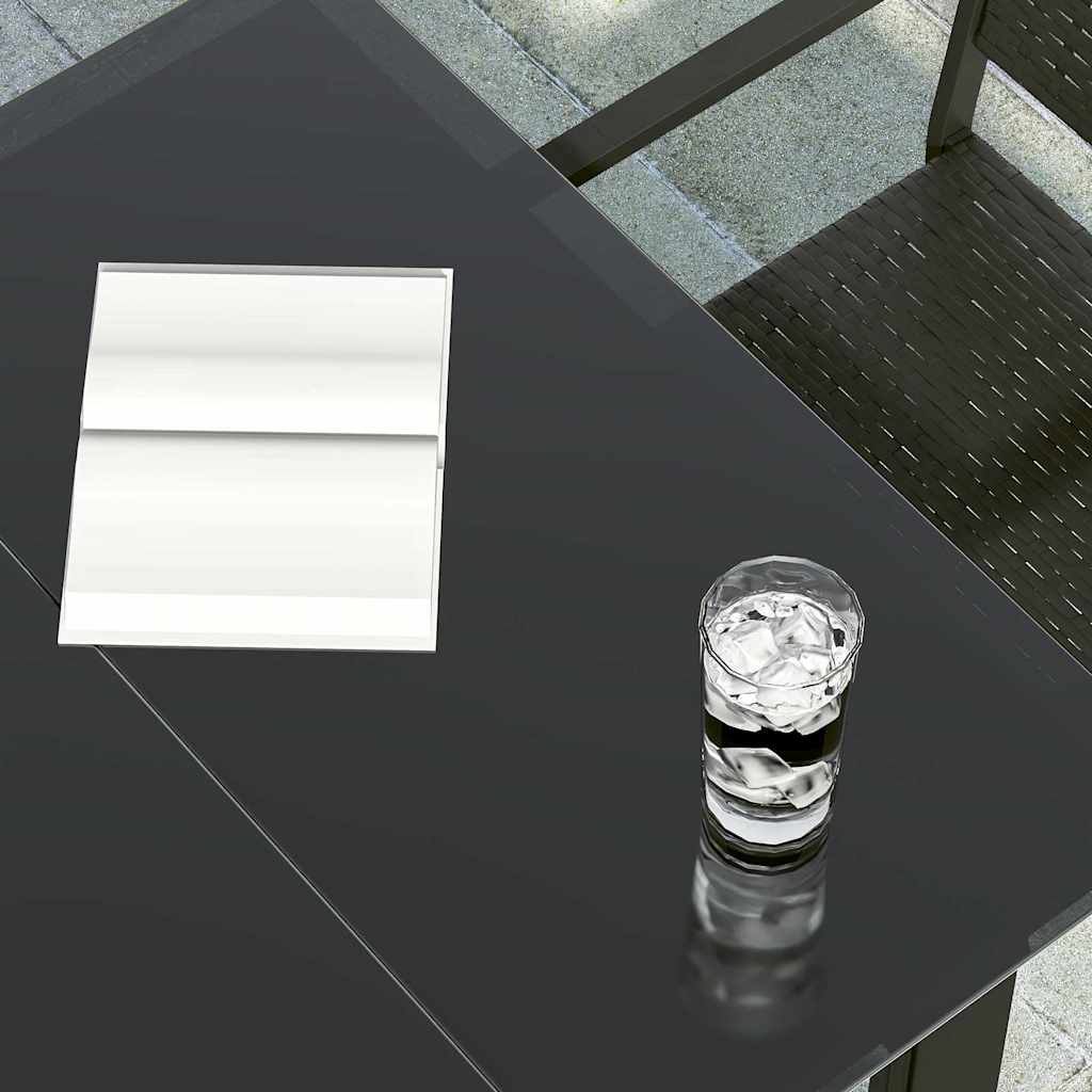 Garten-Esstisch Schwarz 160x80x74 cm Stahl und Hartglas