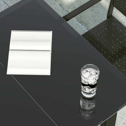 Garten-Esstisch Schwarz 160x80x74 cm Stahl und Hartglas