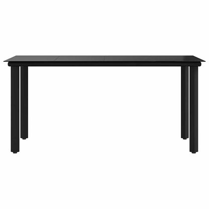 Garten-Esstisch Schwarz 160x80x74 cm Stahl und Hartglas