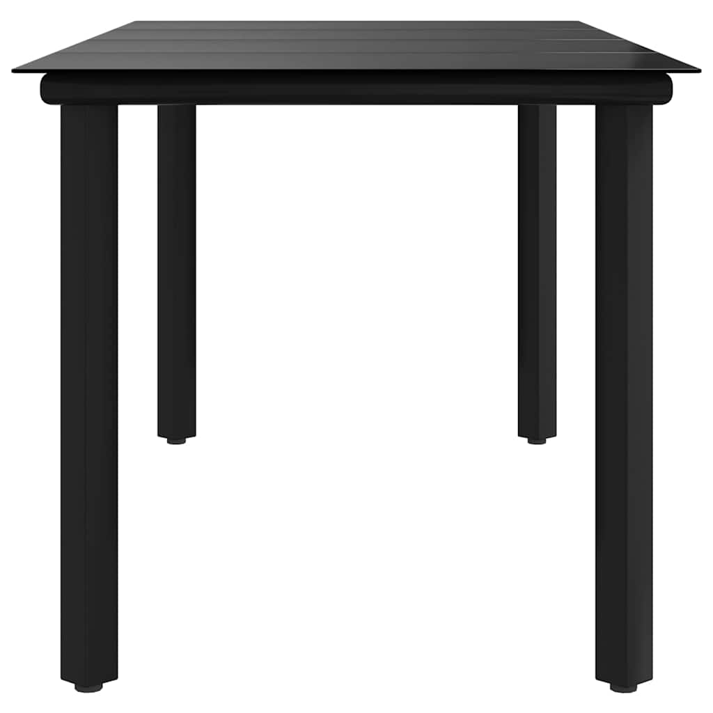 Garten-Esstisch Schwarz 160x80x74 cm Stahl und Hartglas