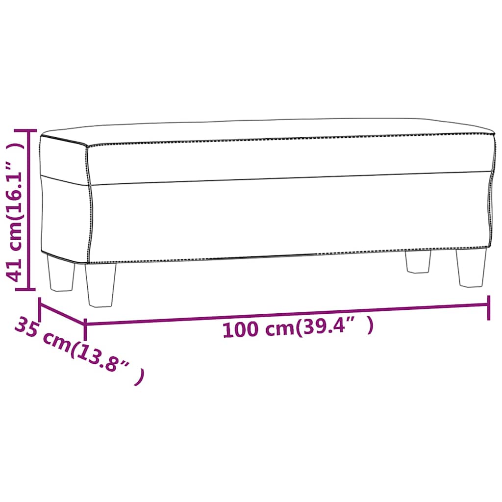Sitzbank Schwarz 100x35x41 cm Stoff