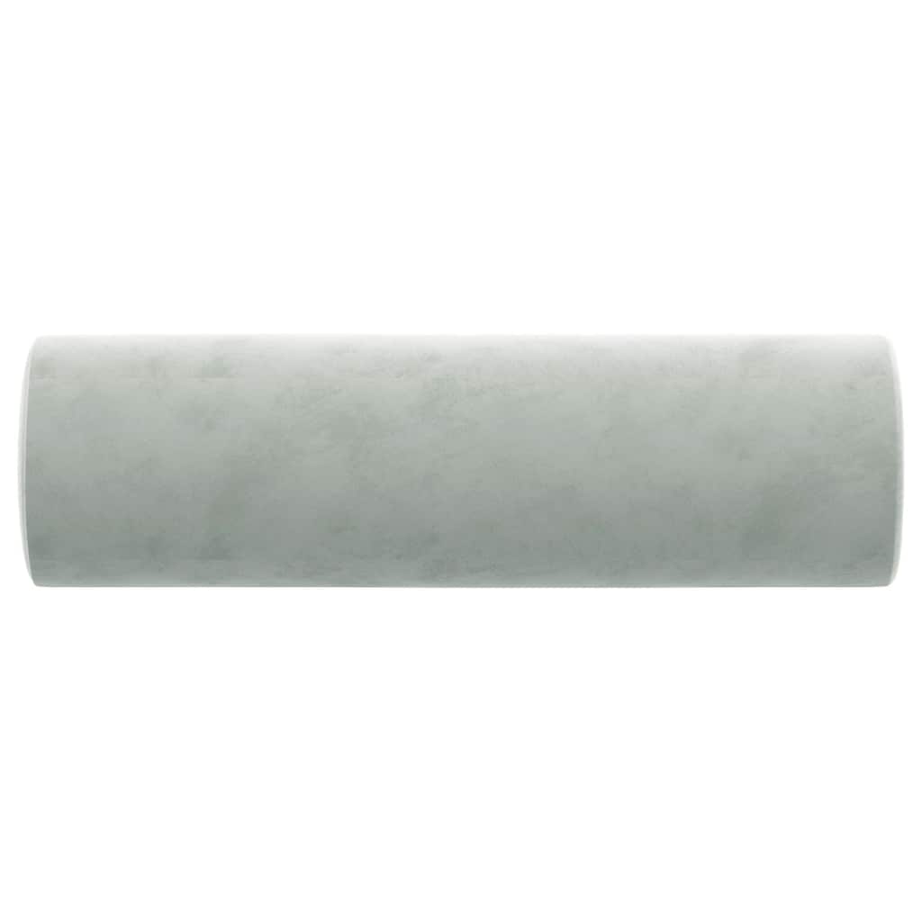 Zierkissen 2 Stk. Hellgrau Ø15x50 cm Samt