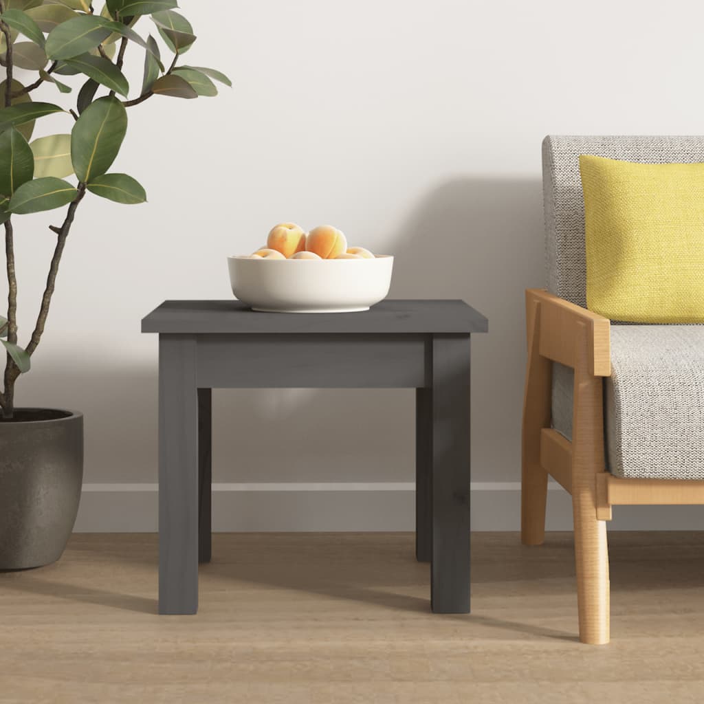 Table basse grise 35x35x30 cm en bois de pin massif