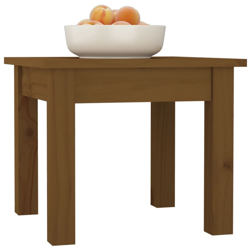Table basse marron miel 35x35x30 cm en bois de pin massif