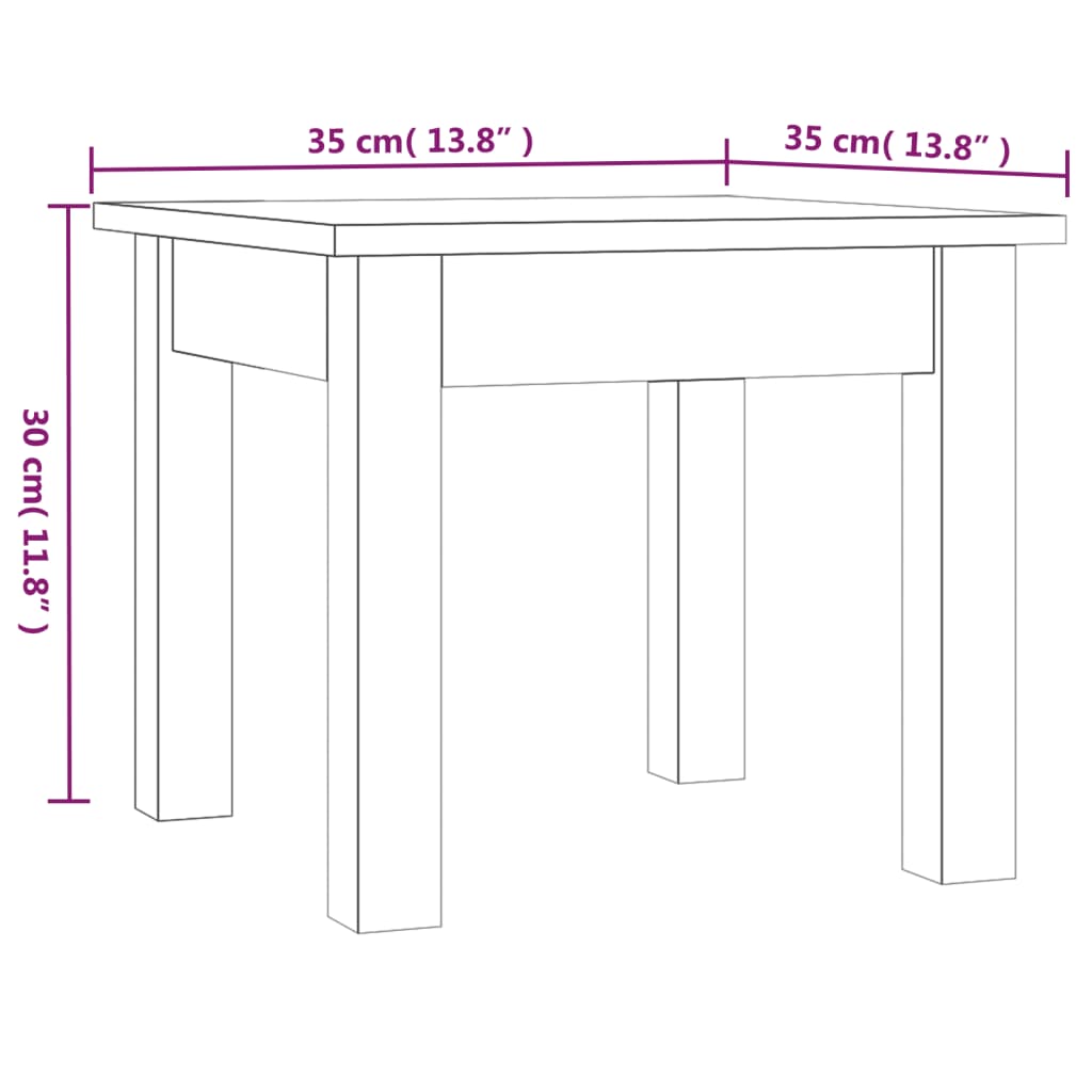 Table basse marron miel 35x35x30 cm en bois de pin massif
