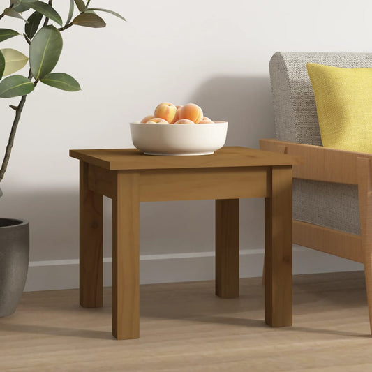 Table basse marron miel 35x35x30 cm en bois de pin massif