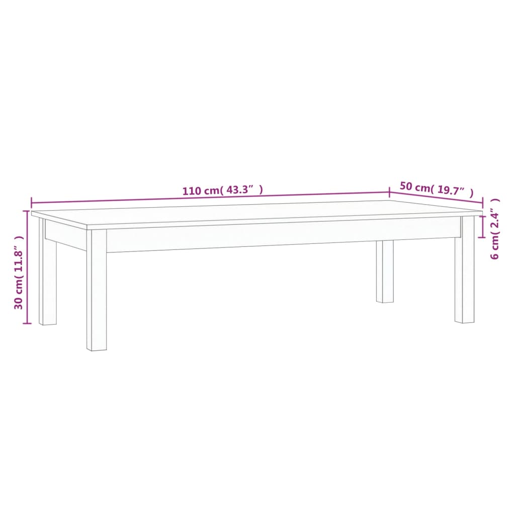 Table basse 110x50x30 cm en pin massif