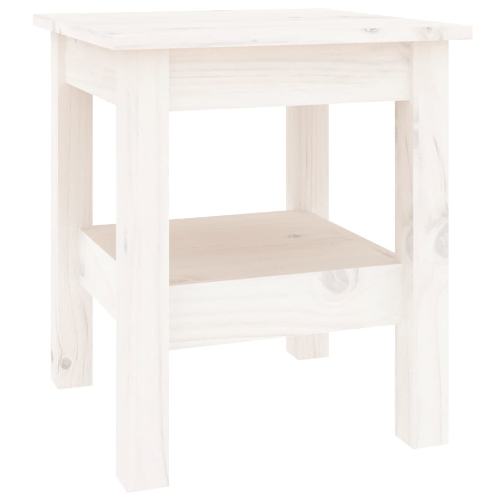 Table basse blanche 35x35x40 cm en bois de pin massif