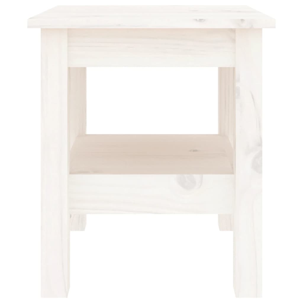 Table basse blanche 35x35x40 cm en bois de pin massif