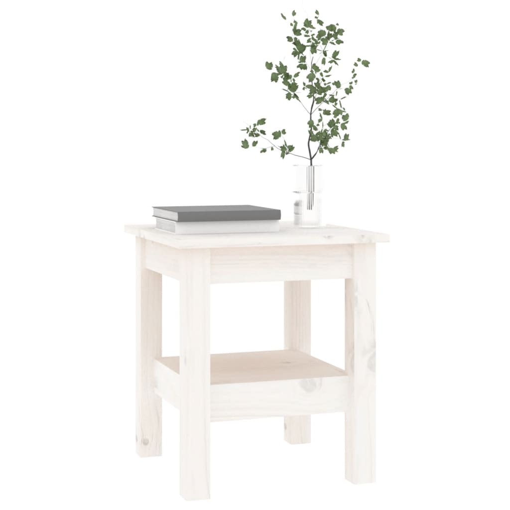 Table basse blanche 35x35x40 cm en bois de pin massif