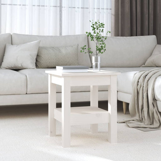 Table basse blanche 35x35x40 cm en bois de pin massif