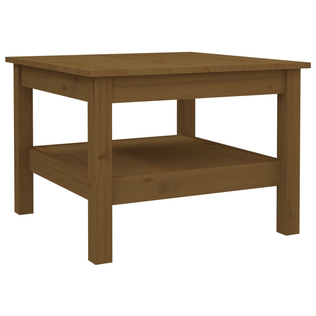 Table basse marron miel 55x55x40 cm en bois de pin massif